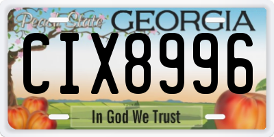GA license plate CIX8996