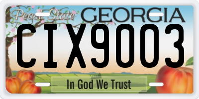 GA license plate CIX9003