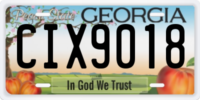 GA license plate CIX9018