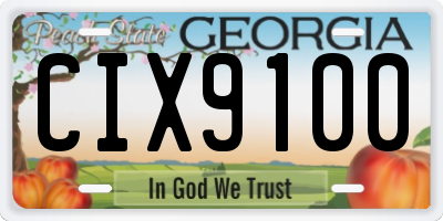 GA license plate CIX9100