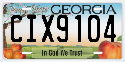 GA license plate CIX9104