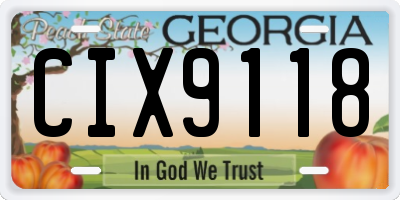 GA license plate CIX9118