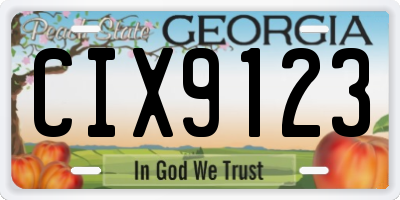 GA license plate CIX9123
