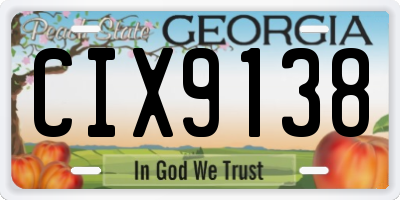 GA license plate CIX9138