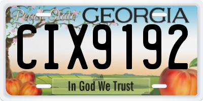 GA license plate CIX9192