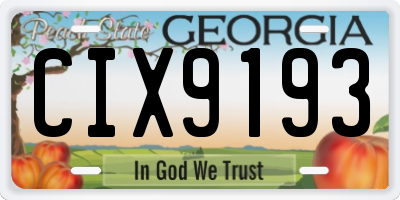 GA license plate CIX9193