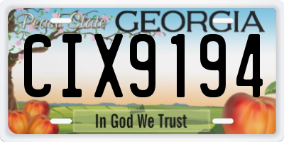 GA license plate CIX9194