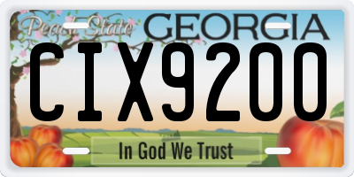 GA license plate CIX9200