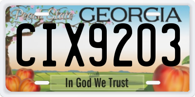 GA license plate CIX9203