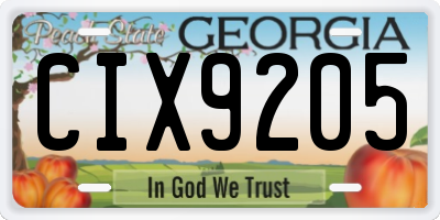 GA license plate CIX9205