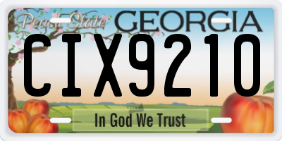 GA license plate CIX9210