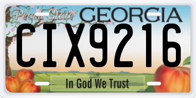 GA license plate CIX9216