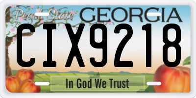 GA license plate CIX9218