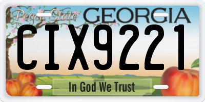 GA license plate CIX9221