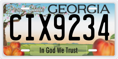 GA license plate CIX9234