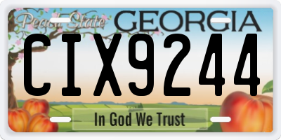 GA license plate CIX9244