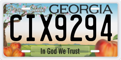 GA license plate CIX9294