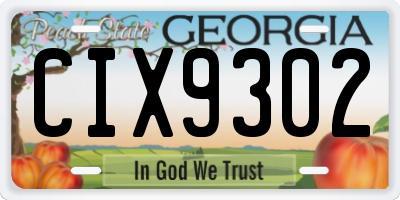 GA license plate CIX9302