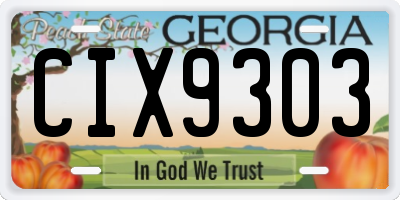 GA license plate CIX9303