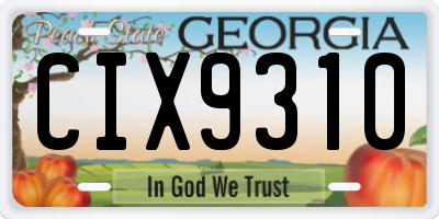 GA license plate CIX9310
