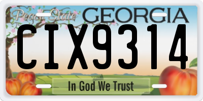 GA license plate CIX9314