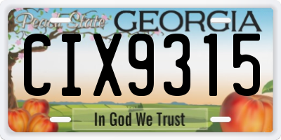 GA license plate CIX9315