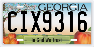 GA license plate CIX9316