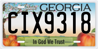 GA license plate CIX9318
