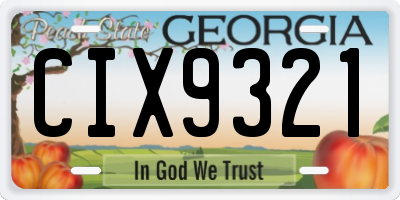 GA license plate CIX9321