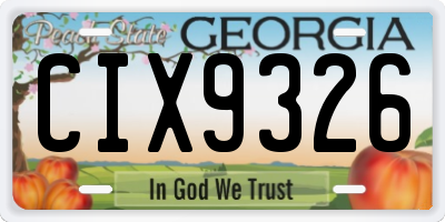 GA license plate CIX9326