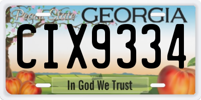 GA license plate CIX9334