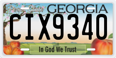 GA license plate CIX9340