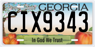 GA license plate CIX9343