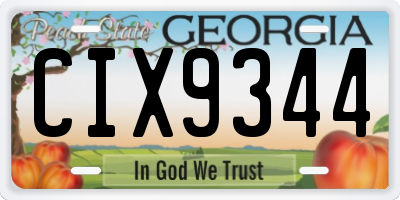 GA license plate CIX9344