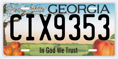 GA license plate CIX9353