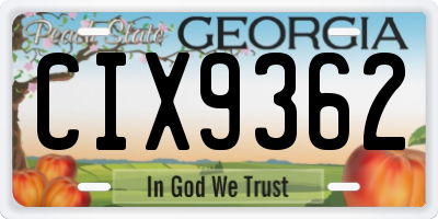 GA license plate CIX9362