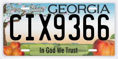 GA license plate CIX9366