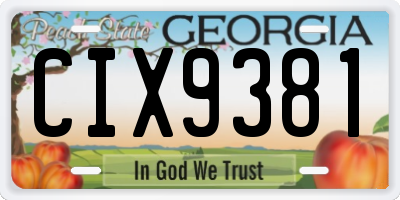GA license plate CIX9381