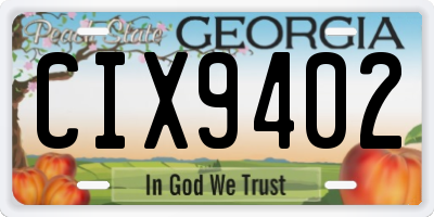 GA license plate CIX9402