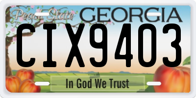 GA license plate CIX9403
