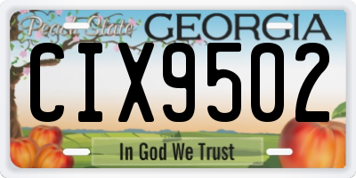 GA license plate CIX9502