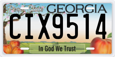 GA license plate CIX9514
