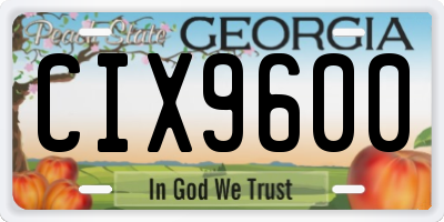 GA license plate CIX9600