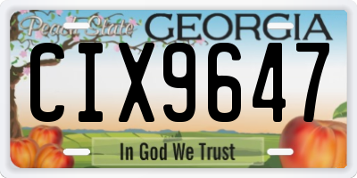 GA license plate CIX9647