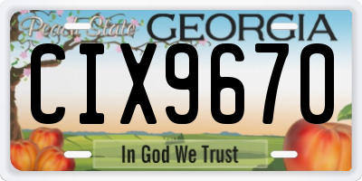 GA license plate CIX9670