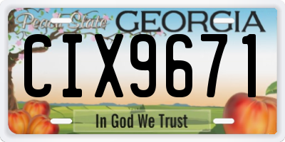GA license plate CIX9671