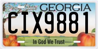 GA license plate CIX9881