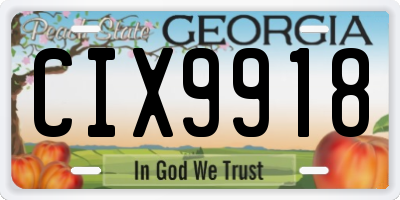 GA license plate CIX9918