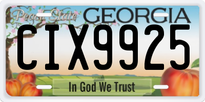 GA license plate CIX9925