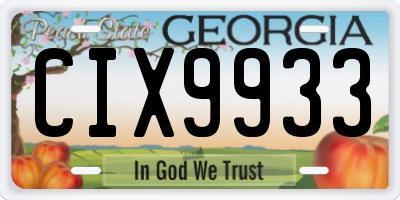 GA license plate CIX9933